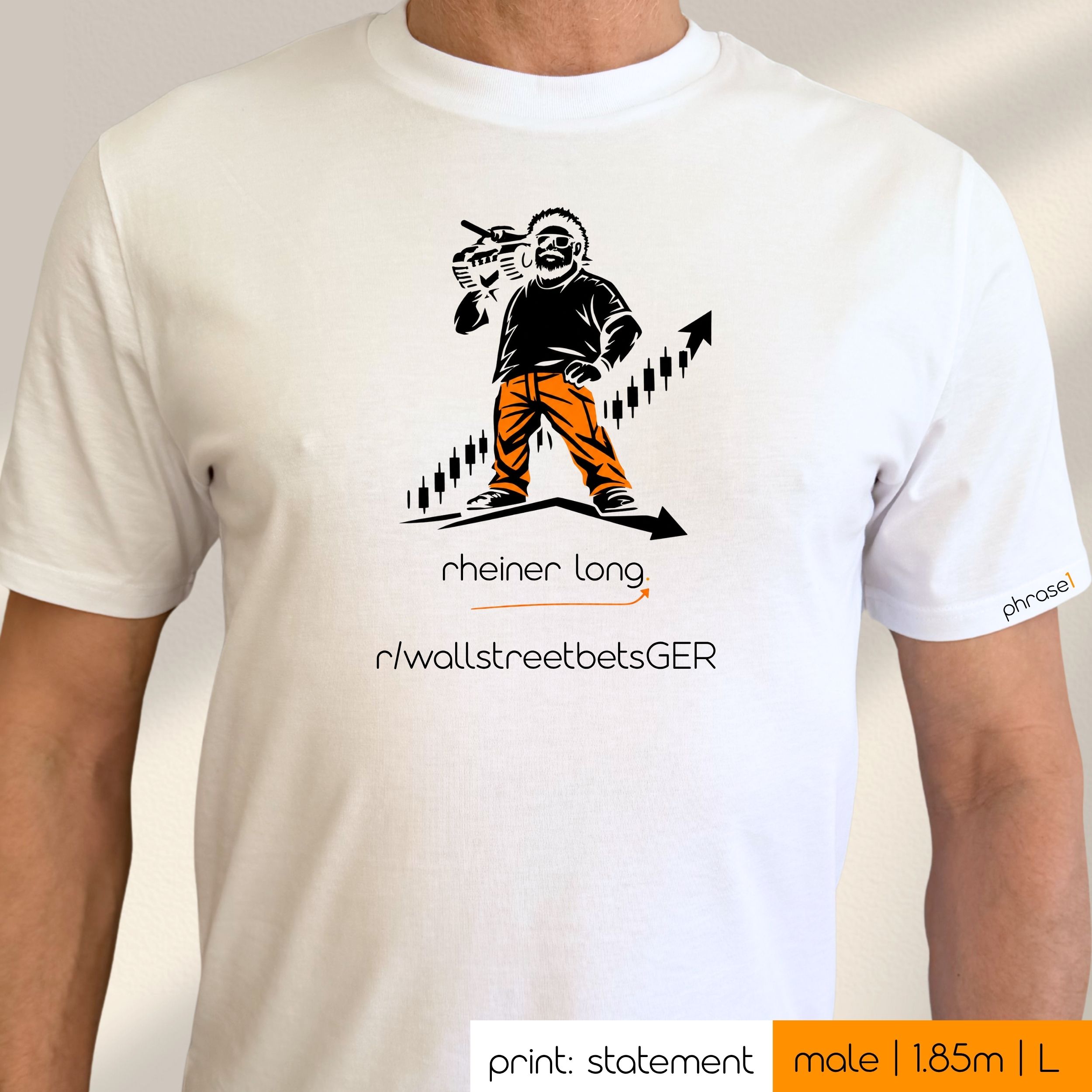 Premium T-Shirt mit Spruch "rheiner long." und Visual